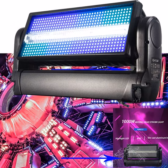 Iluminación de escenario impermeable, equipo de proyecto al aire libre, luz con cabeza móvil estroboscópica LED de 1000W